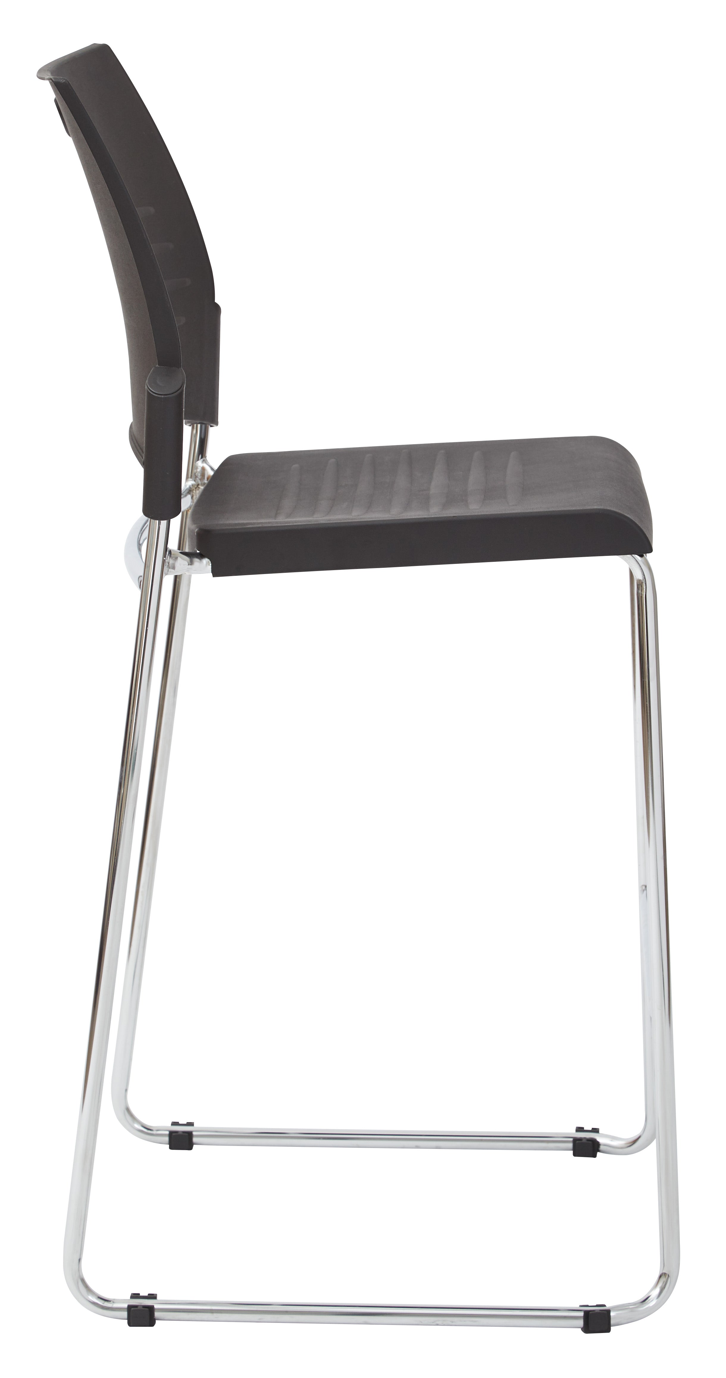 Tall Black Stacking and Ganging Chair with Plastic Seat and Back with Chrome Frame 2